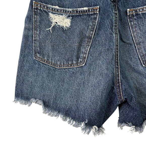 American Eagle Women's 90's Boyfriend Shorts Distressed Dark Wash Size 0 - Picture 11 of 14